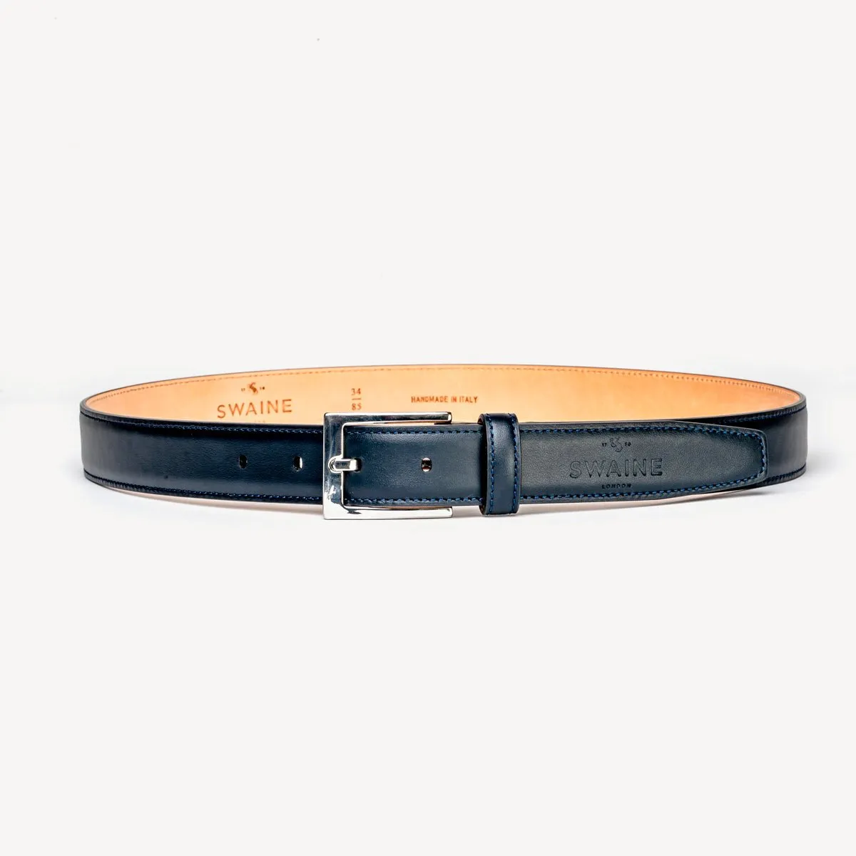 Men's Leather Belt - Navy