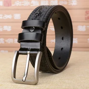 Men's Leather Pressed Design Strap Waist Belt