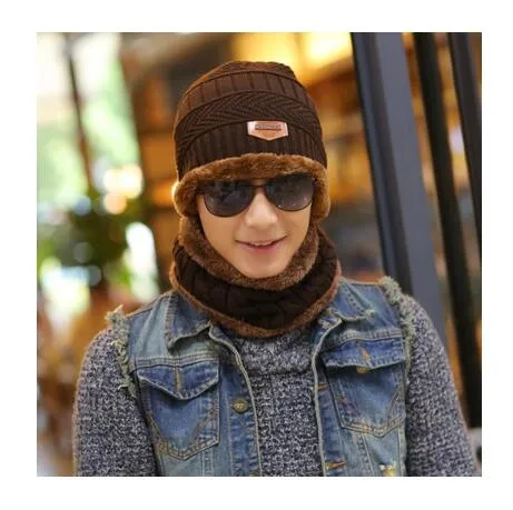 Men's Neck Warmer and Winter Knit Hat Set