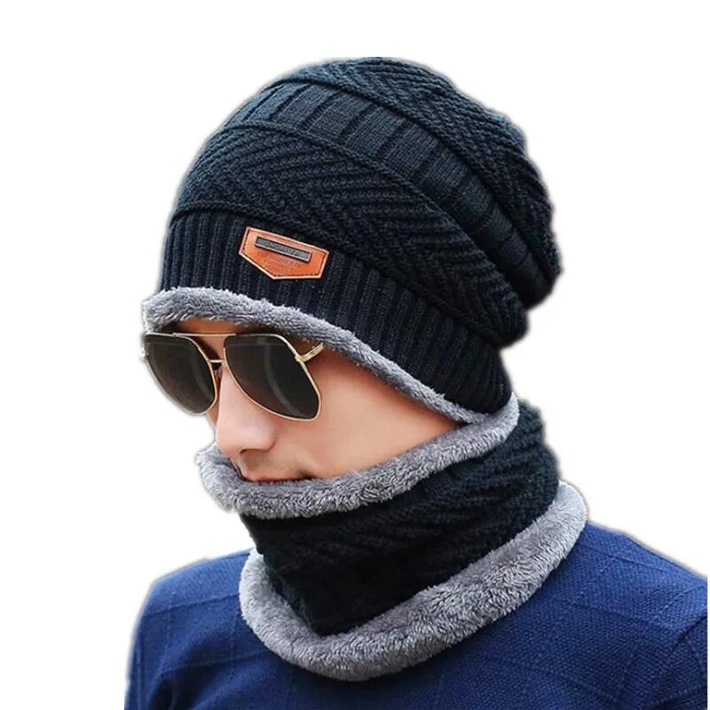 Men's Neck Warmer and Winter Knit Hat Set