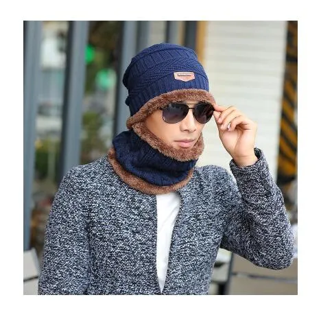 Men's Neck Warmer and Winter Knit Hat Set