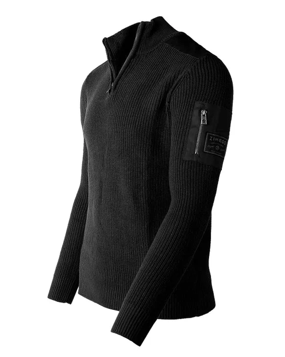 Mens Quarter Zip Up Mock Turtle Neck Sweater