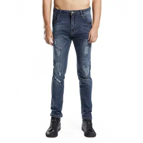 Men's Skinny Stretch Ripped Blue Jeans