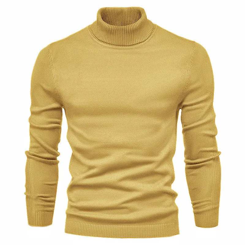 Men's Solid Color Slim Fit Rayon Blend Turtleneck Sweatshirt (11 colors)