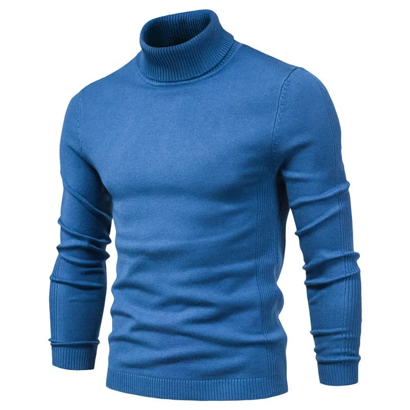 Men's Solid Color Slim Fit Rayon Blend Turtleneck Sweatshirt (11 colors)