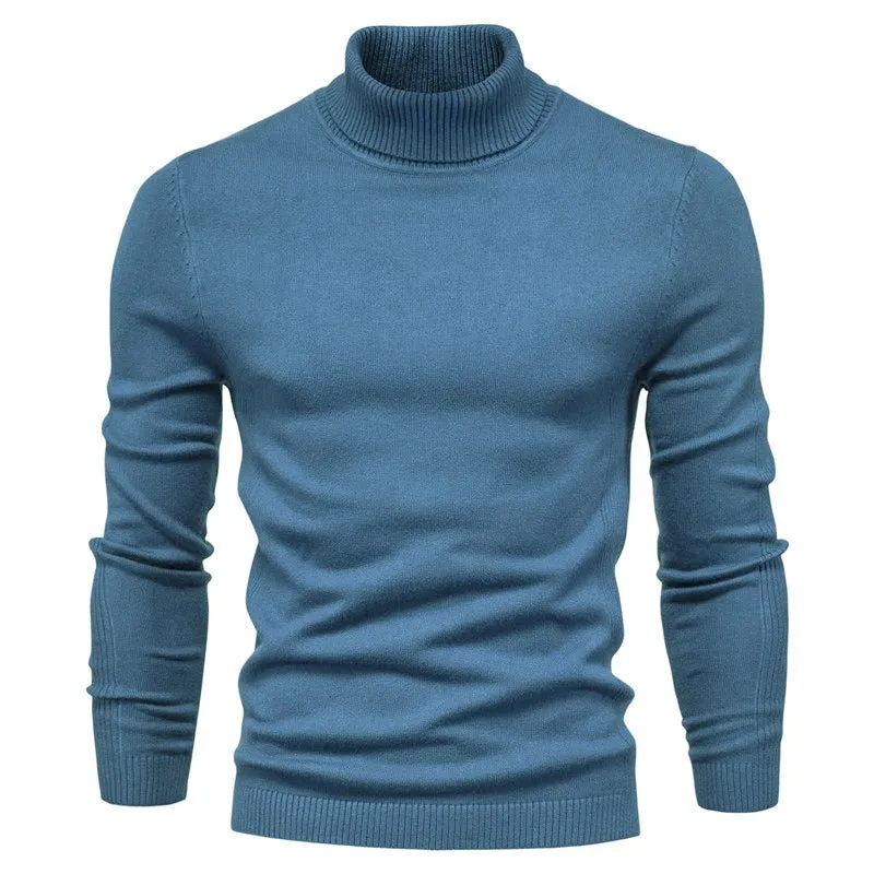 Men's Solid Color Slim Fit Rayon Blend Turtleneck Sweatshirt (11 colors)