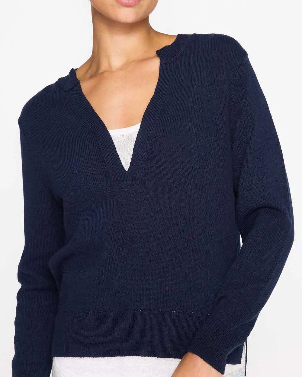 Navy and White Roan Layered Henley