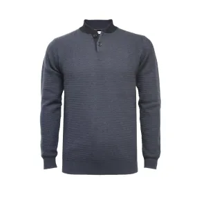 Navy Cashmere Button Neck Sweater Hunter