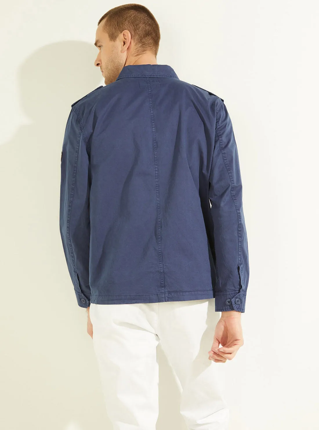 Navy Washed Twill Military Cargo Jacket