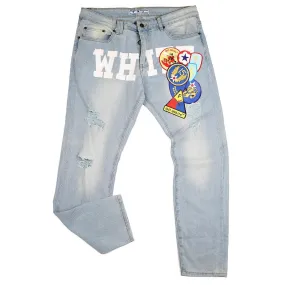 Off Authentic Ripped And Logo Designed Denim Jean - Blue