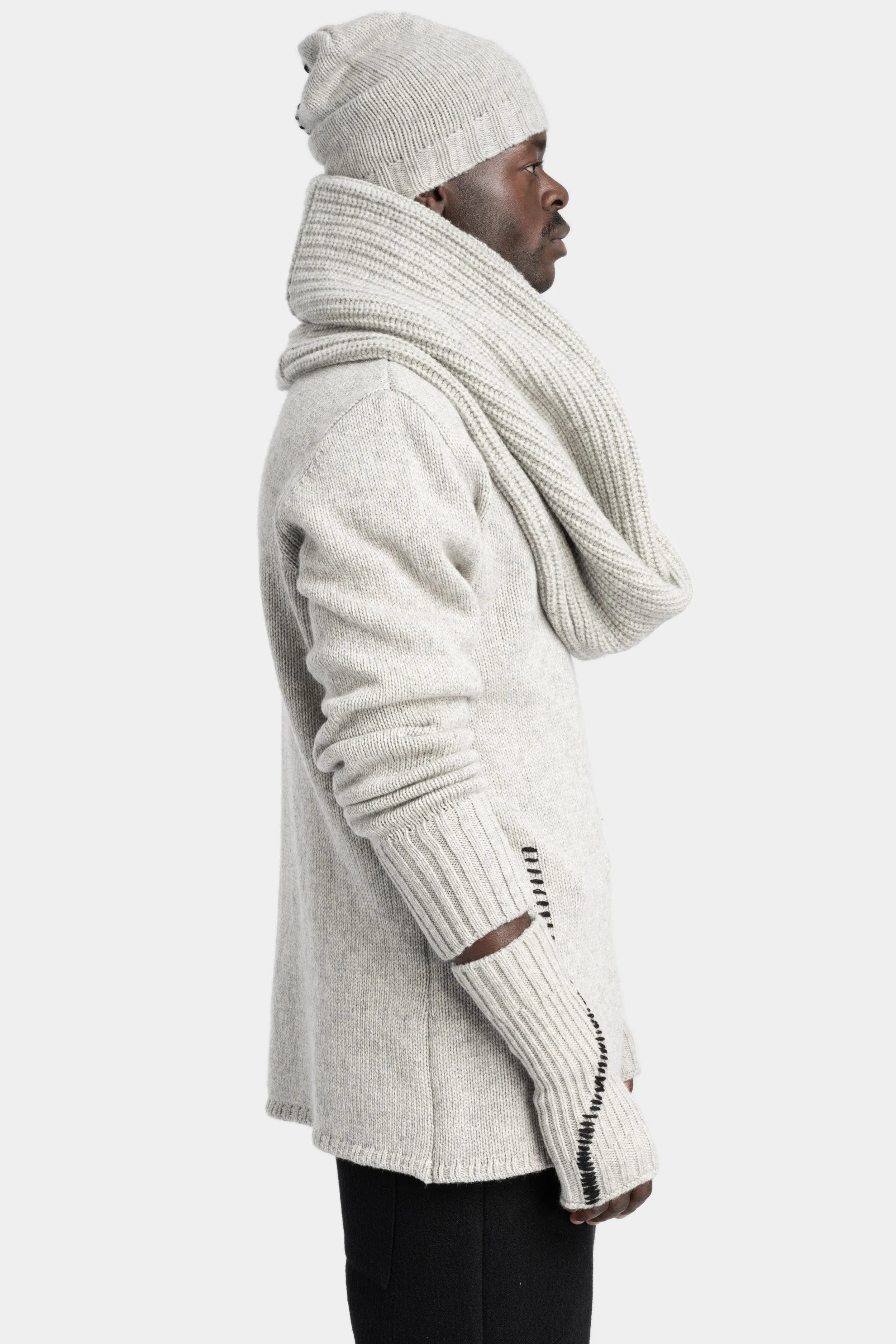 Oversized tube knit scarf, Oyster