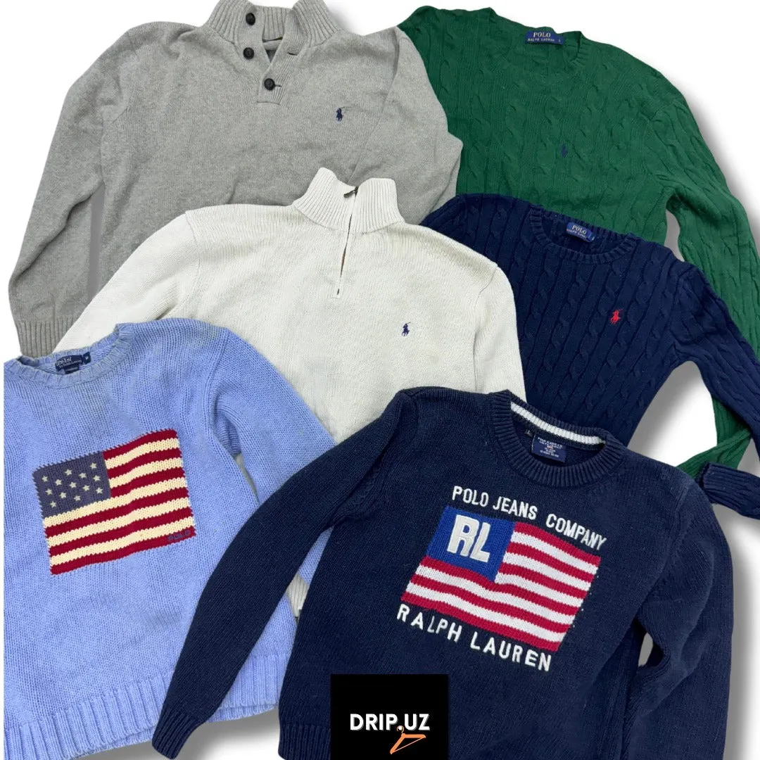 Ralph Lauren Quarter Zip, Cable Knit American Flag Sweaters D2510/E10