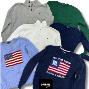 Ralph Lauren Quarter Zip, Cable Knit American Flag Sweaters D2510/E10