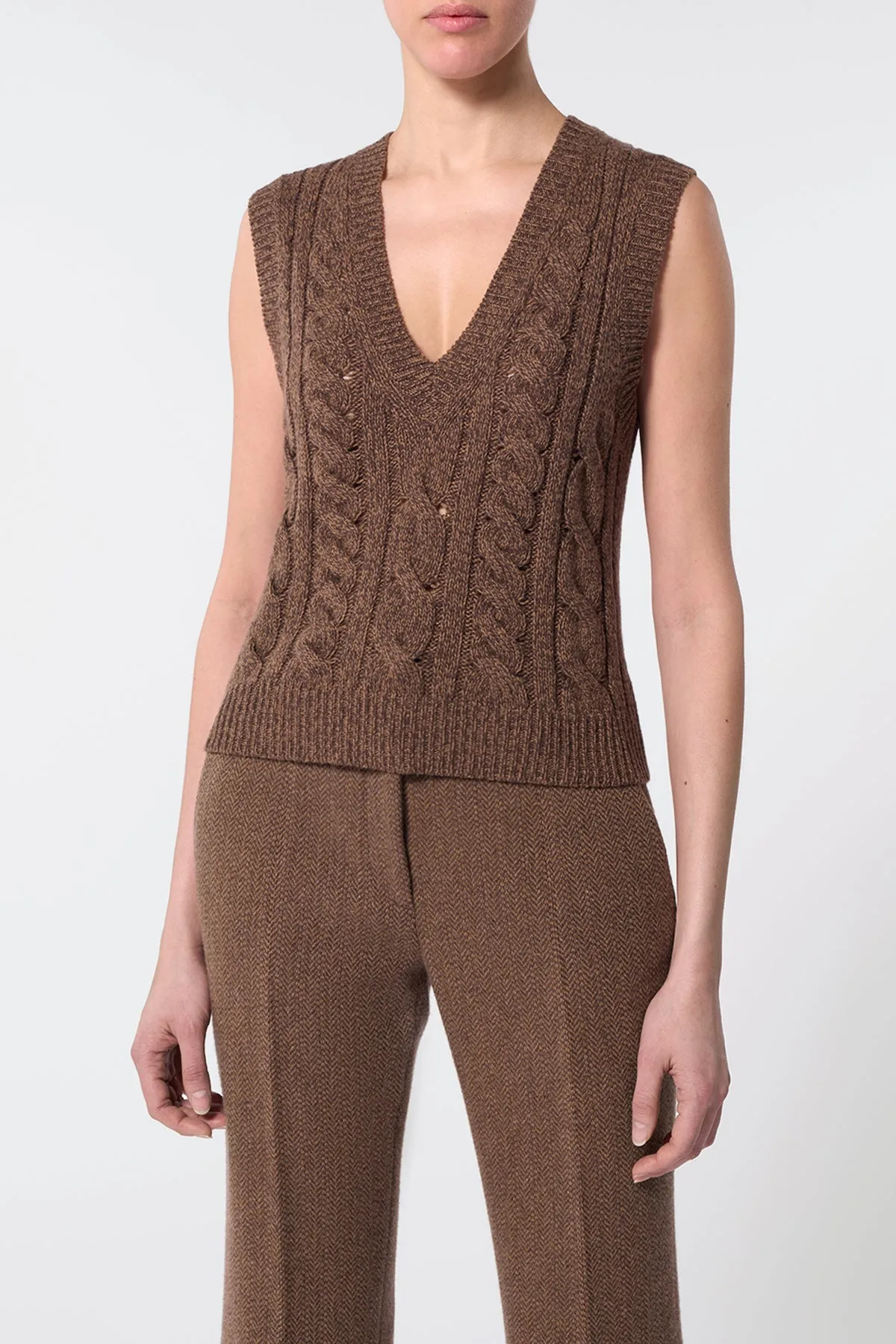 Selsey Knit Top in Chocolate Multi Cashmere