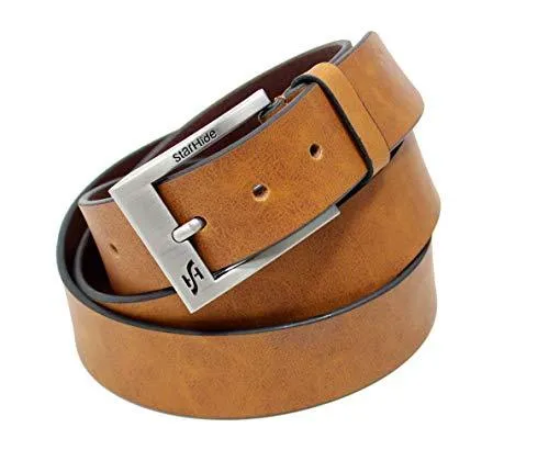 STARHIDE Mens 1.25" Full Grain Genuine Leather Casual Belts With Detachable Single Pin Buckle SB07