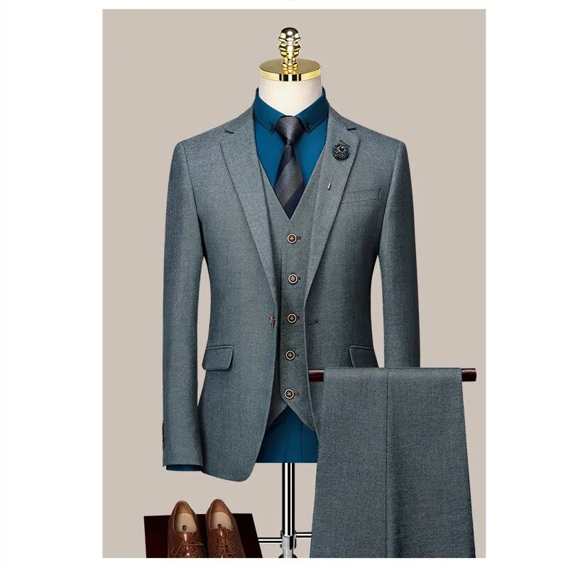 Suit Groom Wedding Dress Slim Business Casual Wear Three Piece Autumn Suit Men