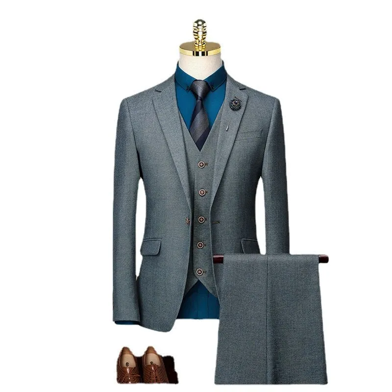 Suit Groom Wedding Dress Slim Business Casual Wear Three Piece Autumn Suit Men