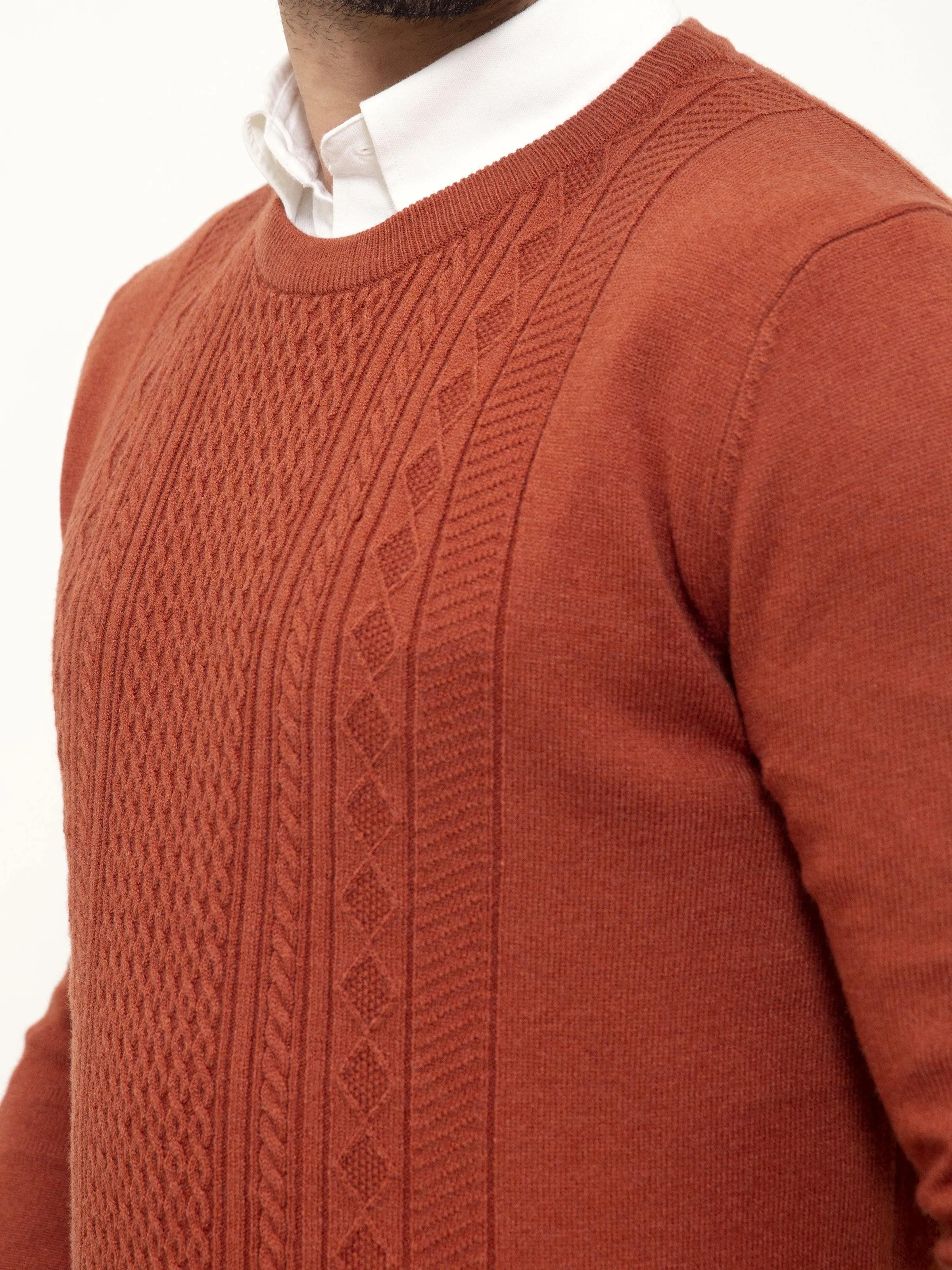 SWEATER ROUND NECK FULL SLEEVE RUST