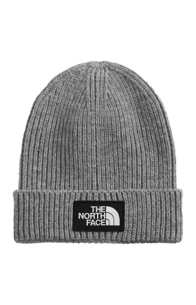 The North Face Rib-Knit Cuffed Beanie with Logo Patch - Medium Grey Heather