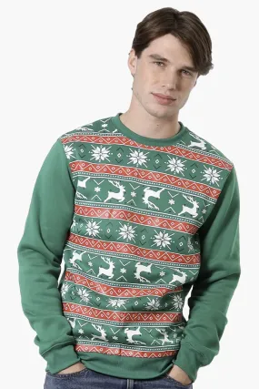 Ugly Christmas Sweater Festive Print Christmas Sweater - Green