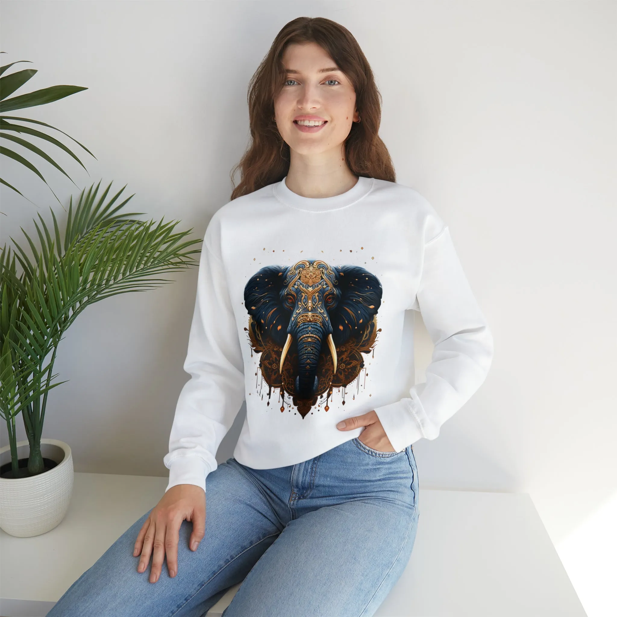 Unisex Elephant Crewneck Sweatshirt. Comfy Fall Sweatshirt. Great Gift For Her Gift For Him Gift For Mom Gift For Dad & Animal Lover