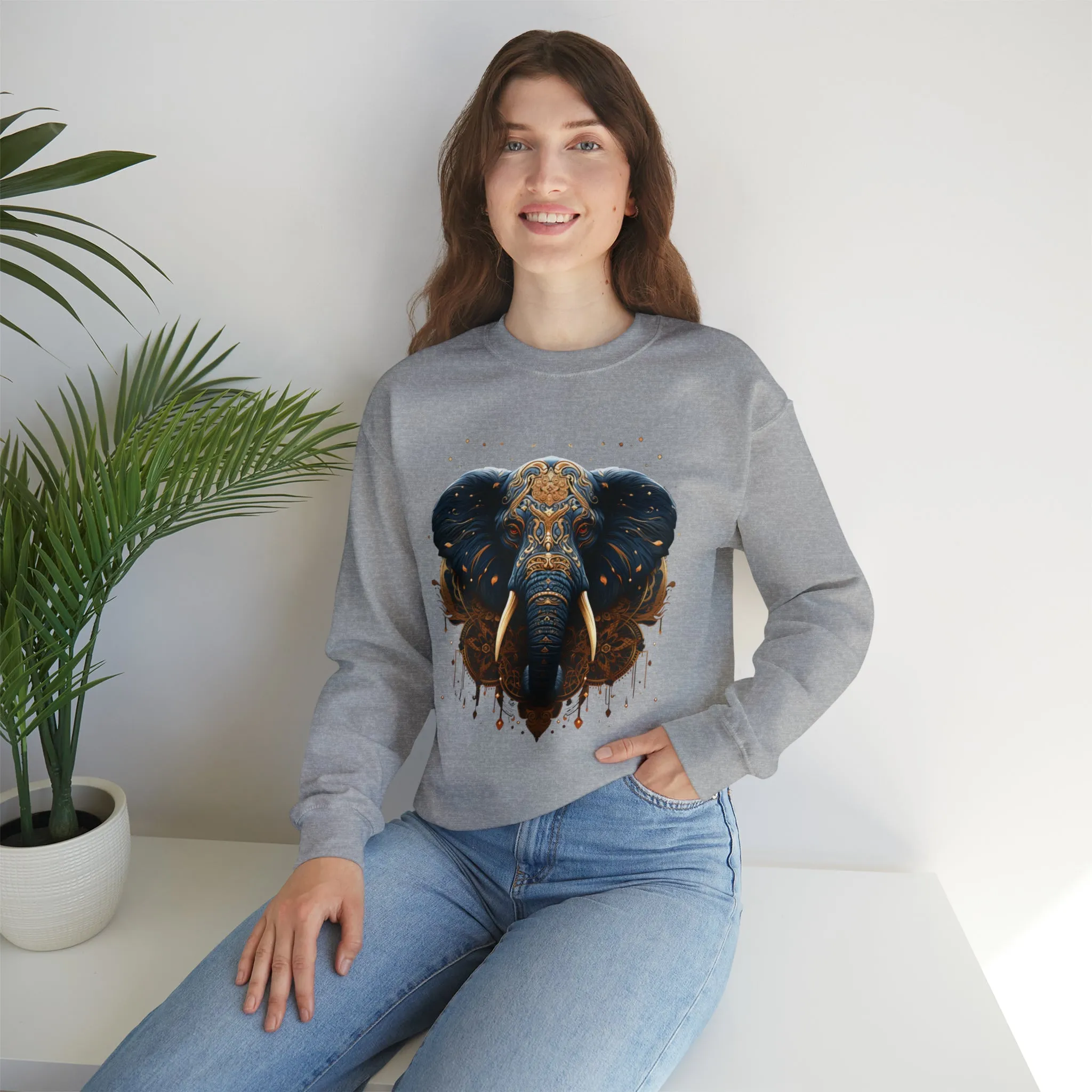 Unisex Elephant Crewneck Sweatshirt. Comfy Fall Sweatshirt. Great Gift For Her Gift For Him Gift For Mom Gift For Dad & Animal Lover