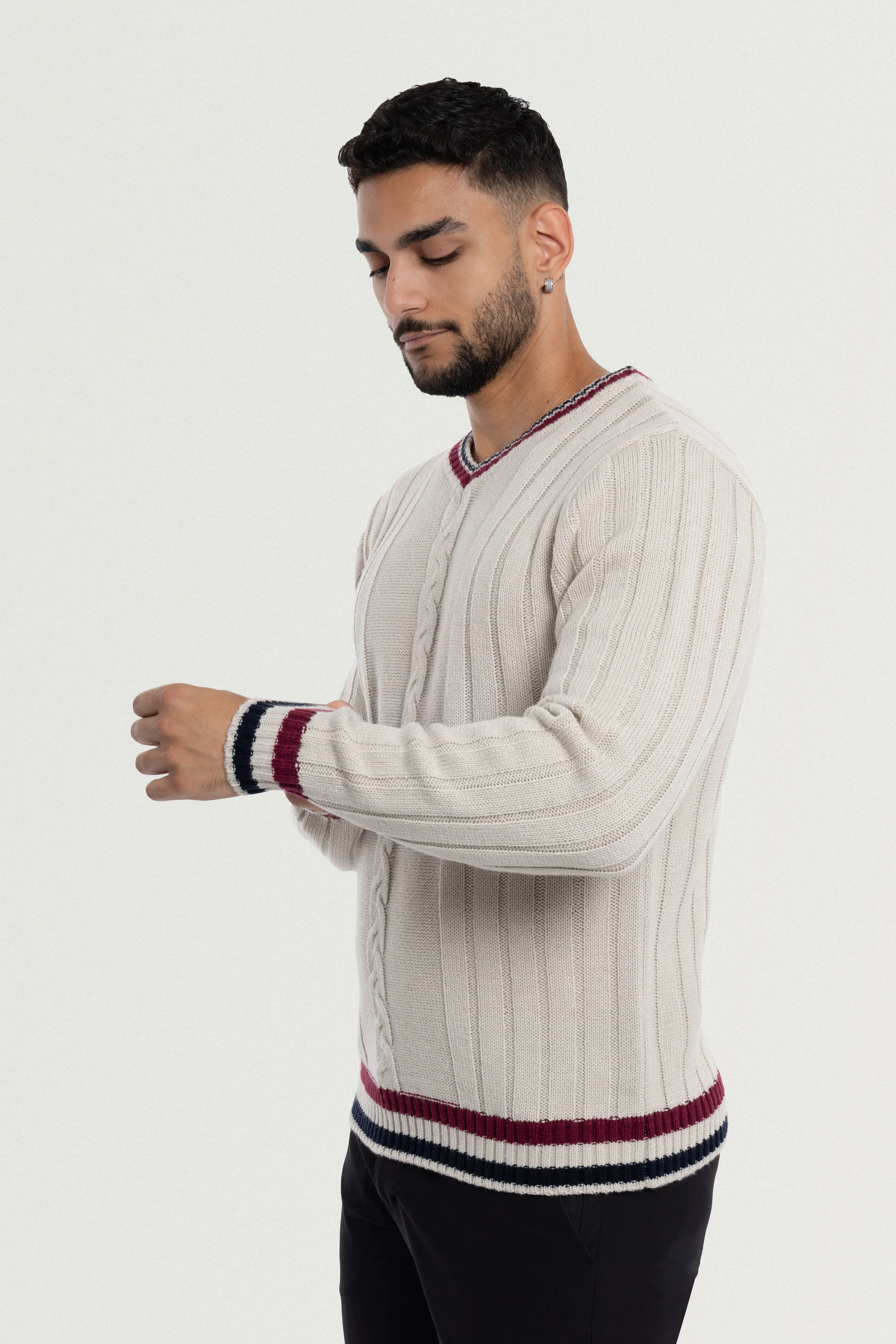 X RAY Men's Cable Knit Middleweight Soft Tipped V-Neck Sweater Regular and Big & Tall