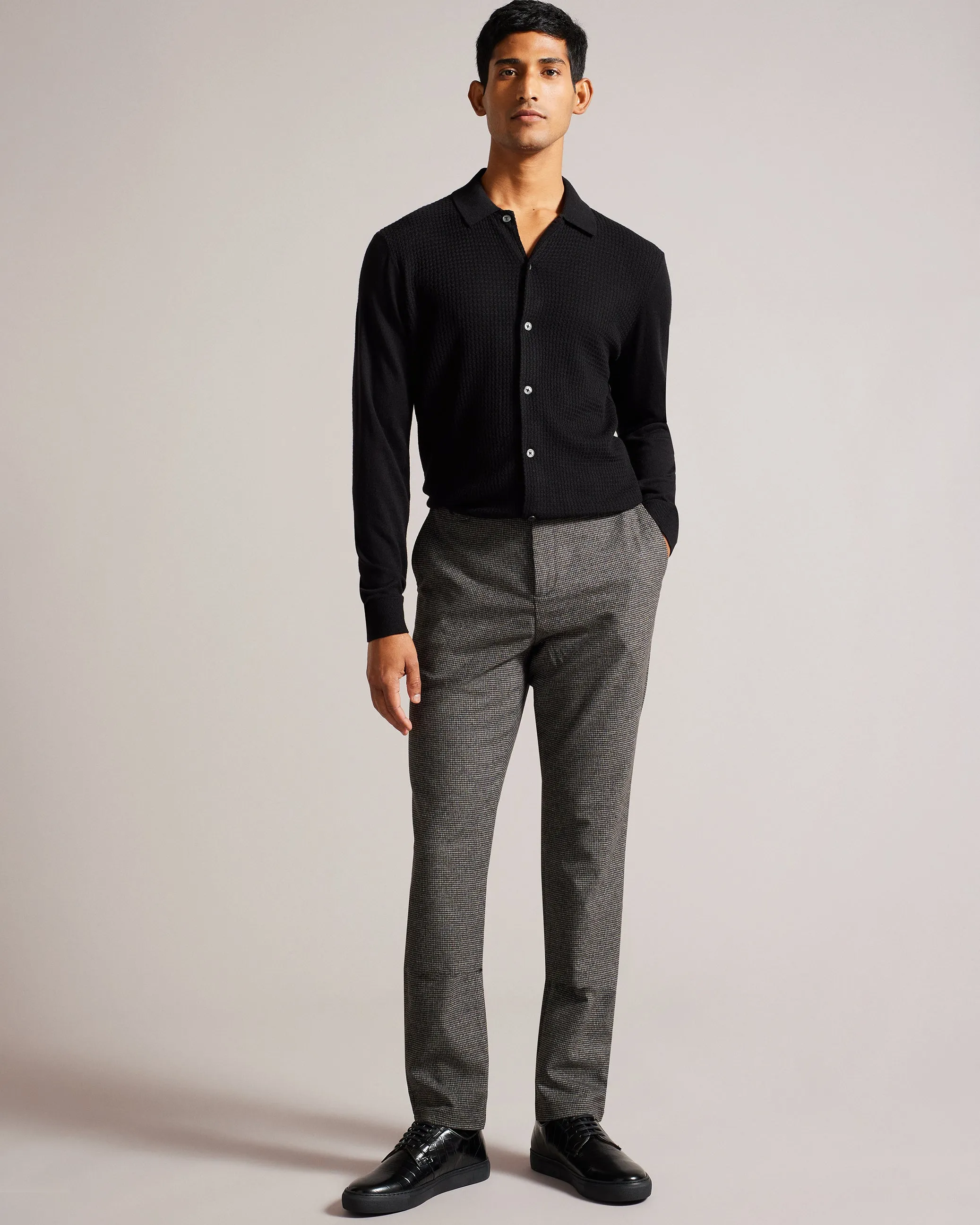 Ziyech Irvine Fit Puppytooth Trousers Grey