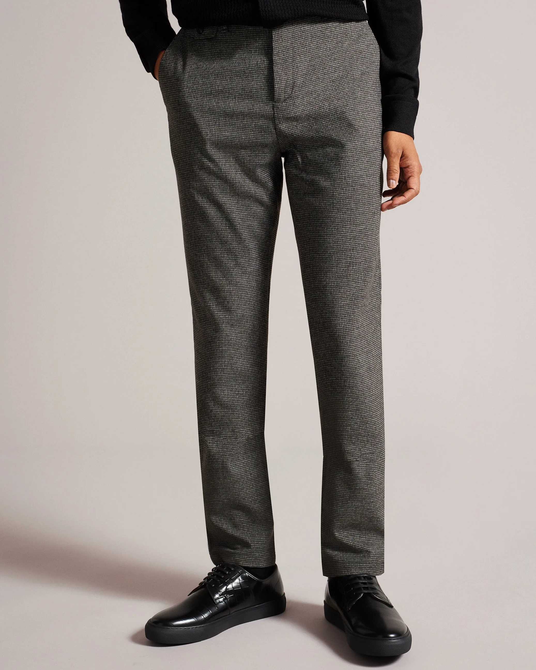 Ziyech Irvine Fit Puppytooth Trousers Grey